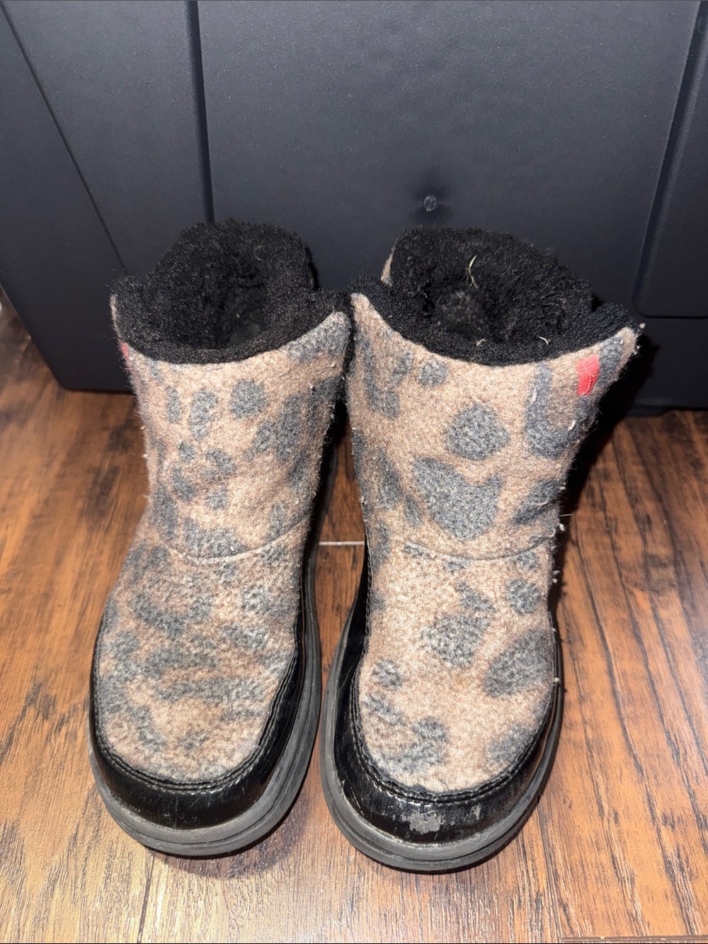 Hey Dude Tan and Black Leopard Print Kids Boots